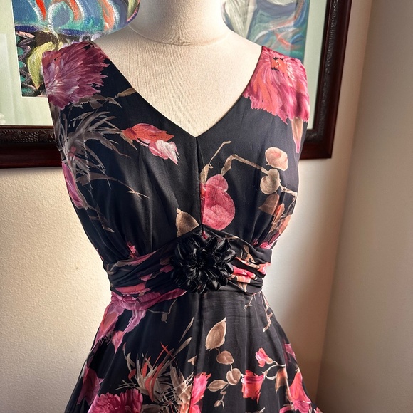Maxi Dress w Circular Skirt in Floral Chiffon c1970s Randy Collection Original - Picture 4 of 16